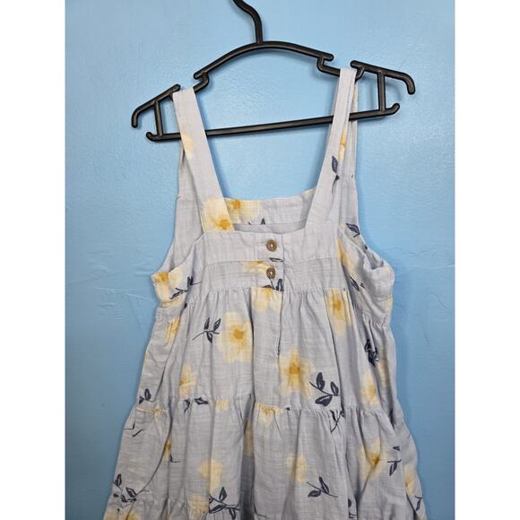 Girls 5T Joie Blue Floral Sleeveless Dress Buttom Back Scalloped Hem - Picture 5 of 5